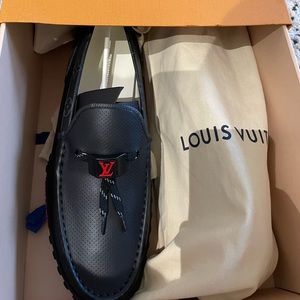Louis Vuitton Men's LV Racer Moccasin Loafers Monogram Leather Black 10LV/11 US